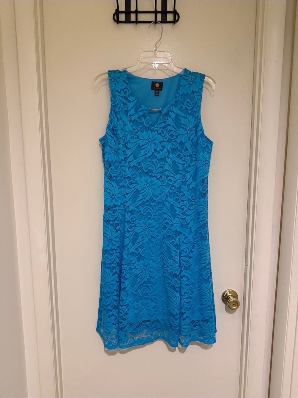 JM Collection Turquoise Lace A-line Dress
